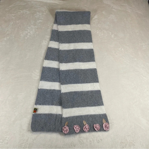 Scala pronto angora wool striped scarf with roses - Picture 5 of 8
